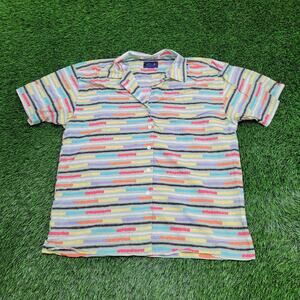 DOCKERS Colorful Stripes Button Shirt Large 24x29 Baggy